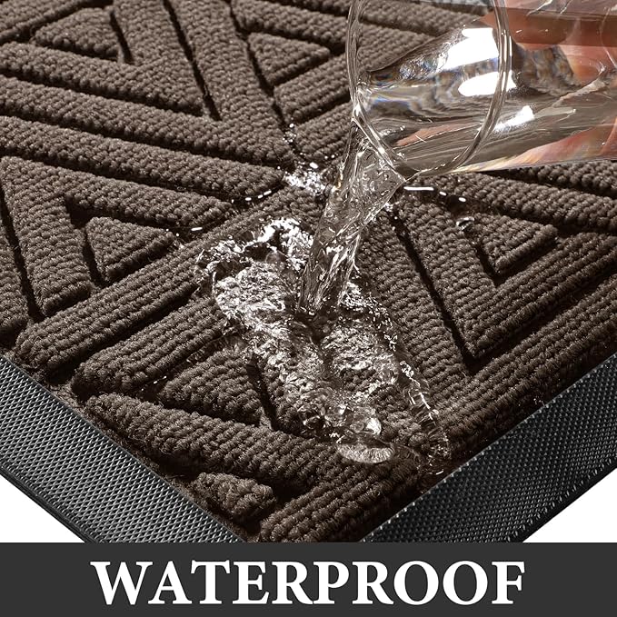 Yimobra Extra Large Door Mat 60x36, All-Weather Waterproof Non-Slip Welcome Matt Outdoor, Heavy Duty Non Slip Doormat for Entryway for Patio and Garage Indoor, Easy Clean, Brown