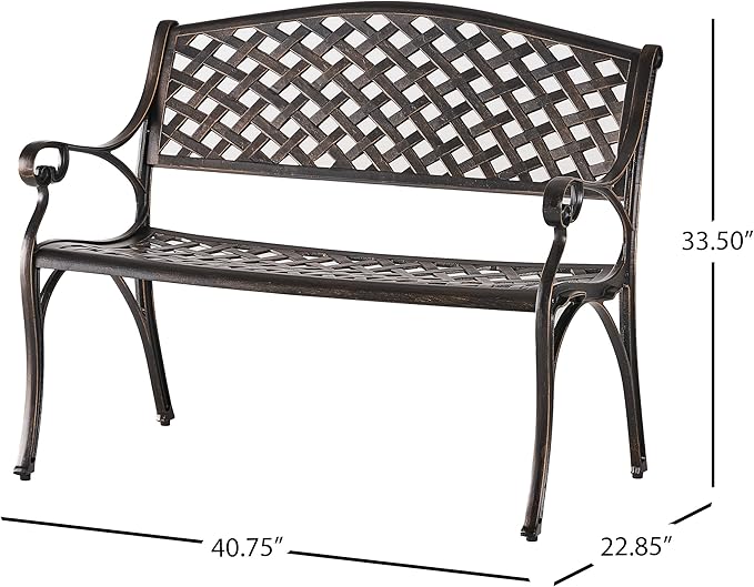 Christopher Knight Home Eastwood Antique Copper Cast Aluminum Bench