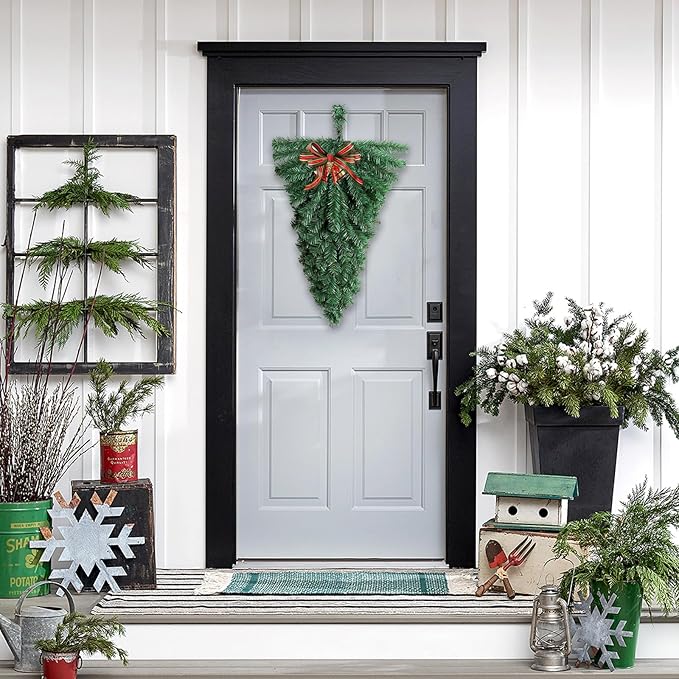 Christmas Swag for Decorating Outdoor, Christmas Teardrop Swag Ornament Decorative Props Pendant Wall Hanging for Front Door Indoor Outdoor Wall Hanging Decor