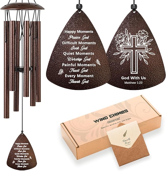 Christian Gifts for Women Men, 32" Bronze Wind Chimes Religious Gifts with Bible Verse, Spiritual Faith Based Gift for Christian Women Mom Sister Friend Coworker