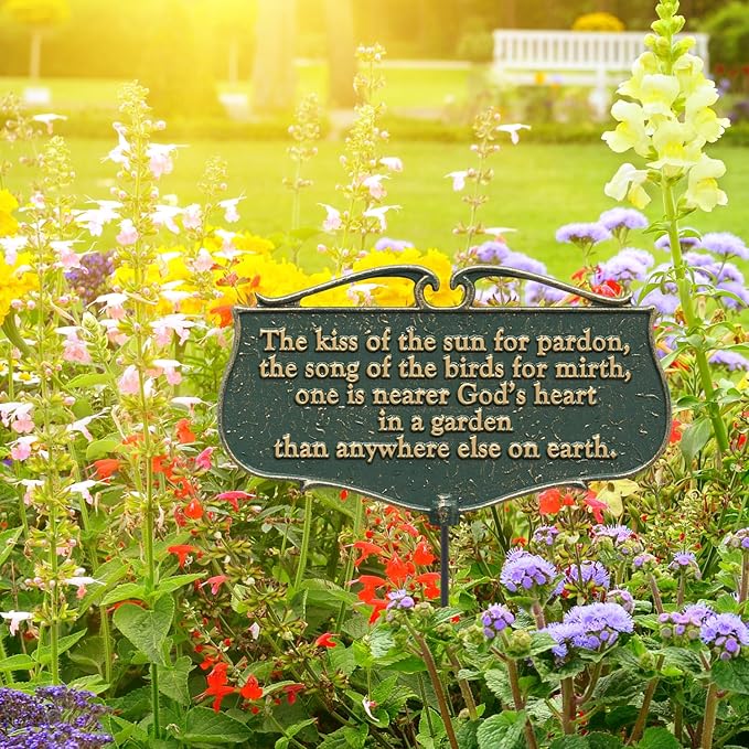 Whitehall Products "The Kiss of The Sun..." Garden Poem Sign, Green/Gold, Aluminum