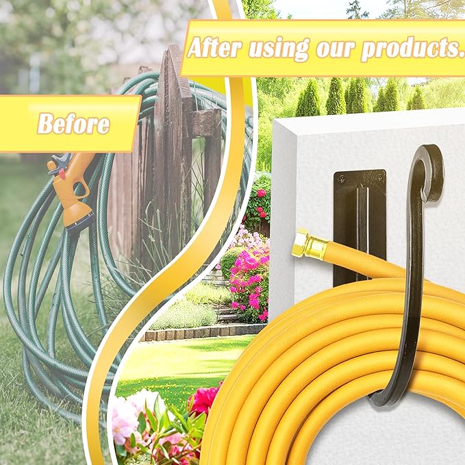 Garden Hose Holder Outside: Wall Mount Water Hose Holder - 8Inch Heavy Duty Garden Water Hose Hanger for Outside Hose Storage
