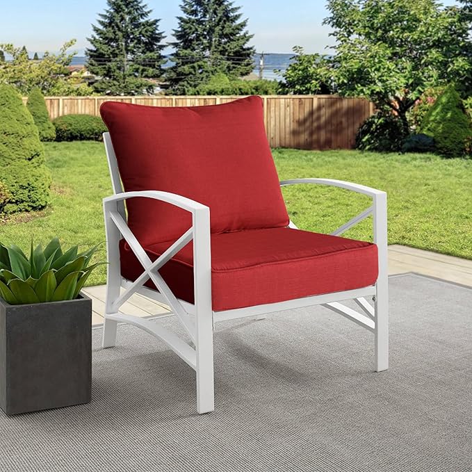 Goodgoods 22x24 inch Outdoor/Indoor Deep Seat Patio Cushions Set of 2 Resilient Foam Filling Water Repellent Stain-Resistant UV Resistant Weather Resistant Deep Seat Bottom Chili
