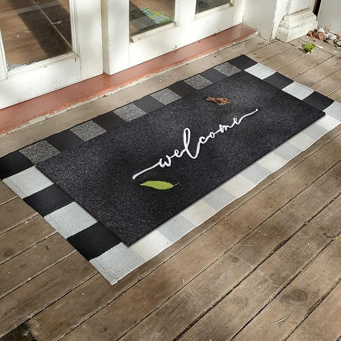 AAZZKANG Welcome Mats for Front Door Extra Large 18"x48" Outdoor with Non Slip Rubber Backing Easy to Clean Indoor Doormat for Entrance Outside Inside