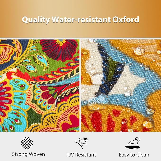 Outdoor Chair Cushions Set of 4, 17x16x2 Inch, Patio Furniture Cushions, Water Resistant, Non-Slip Ties (Paisley)