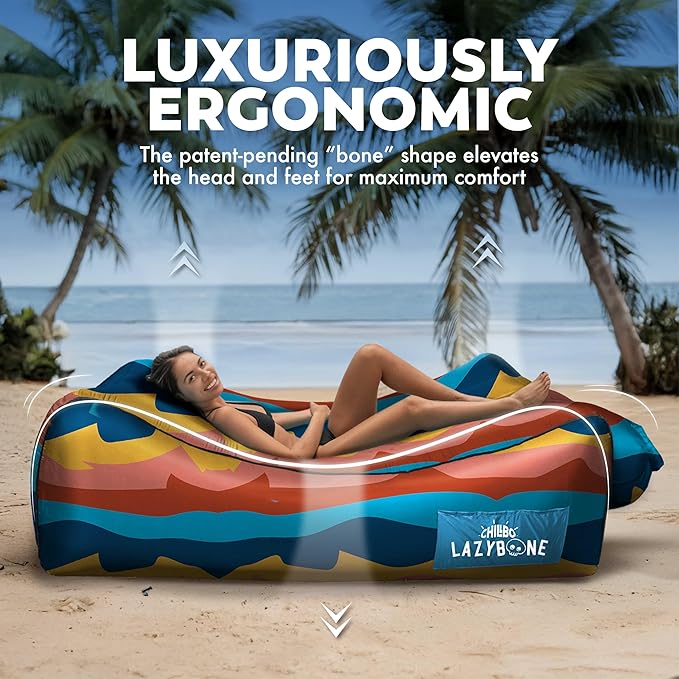 Chillbo Lazybone Inflatable Lounger - Ultimate Inflatable Couch for Maximum Chill - The Perfect Blow Up Couch for Music Festivals Or Lounger for Camping