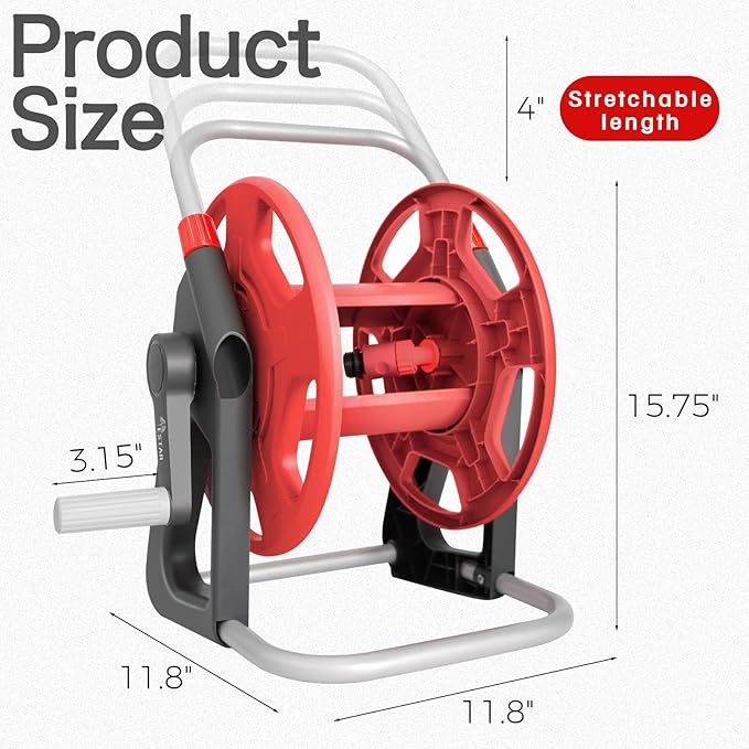 Garden Water Hose Reel Cart,Holds 50-60 Ft of 5/8 Inch Hose, Portable Hose Pipe Holder for Outside