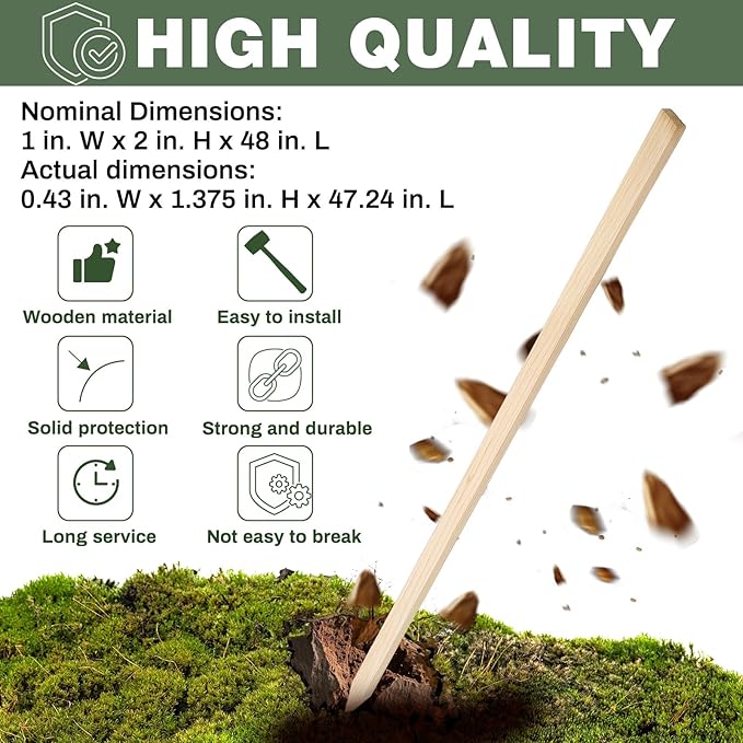 20 Pieces Wooden Garden Stakes 48 Inch Grade and Survey Stakes Wooden Garden and Sign Posts for Plant Support Silt Fence Yard Farm Survey Boundaries Baselines
