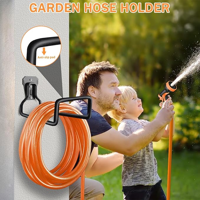 Hose Hanger, Hose Holder Wall Mount Heavy Duty Organizer for Garden Hoses Metal Hook Outdoor Rack for Water Hoses, 3 Pack