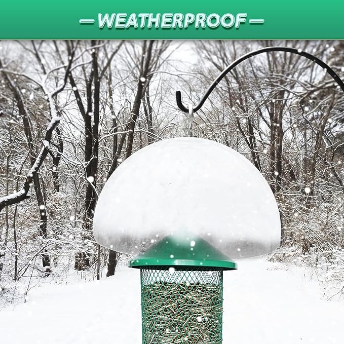 Rotating Squirrel Baffle for Bird Feeders,Two-Ways:Bird Feeder Dome or Baffle for Bird Feeder Pole,12" Clear Dome Rain Guard.