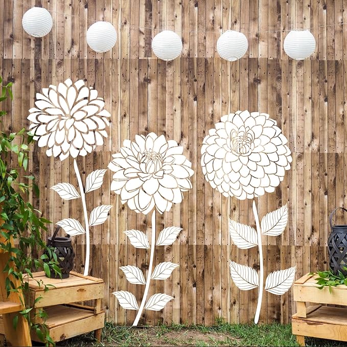 Large Flower Stencils for Painting Dahlia Flower Stencils for Walls 14” Floral Stencil Templates for Garden Fence Wood Furniture Fabrics