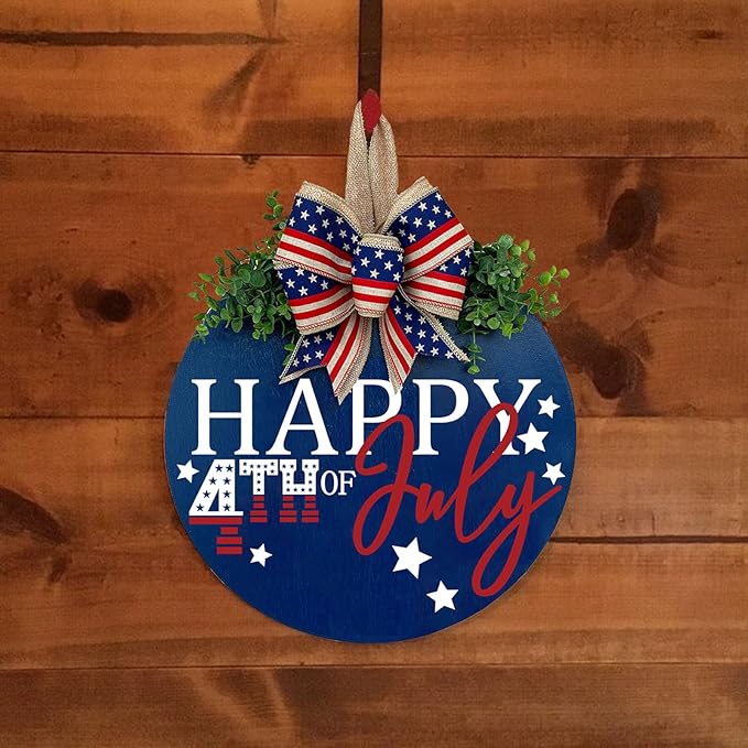 Welcome Sign for Front Door Decoration, 12" Round Wood Wreaths Hanging Welcome Sign Porch Farmhouse Decor Housewarming Gift
