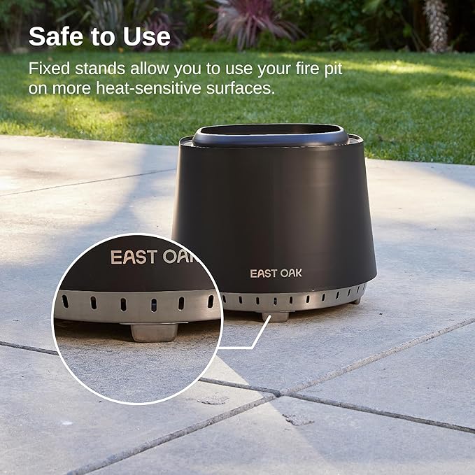 East Oak Camber Smokeless Fire Pit 17'' for Outdoor Patio, 304 Stainless Steel Wood Burning Fireplace, Portable Bonfire Pit with Poker, Stand & Removable Ash Pan for Camping