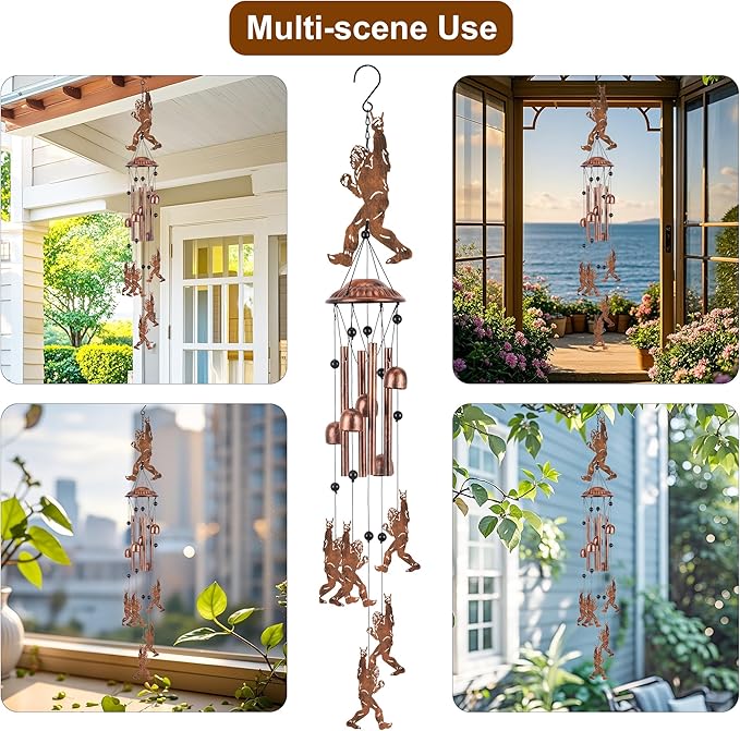 Outdoor Wind Chimes Big Foot Sasquatch Gifts Metal Windchimes for Men/Women/Memorial Gift Metal WindChimes for Outside/Indoors, Home, Lawn, Porch, Patio, Garden Decor