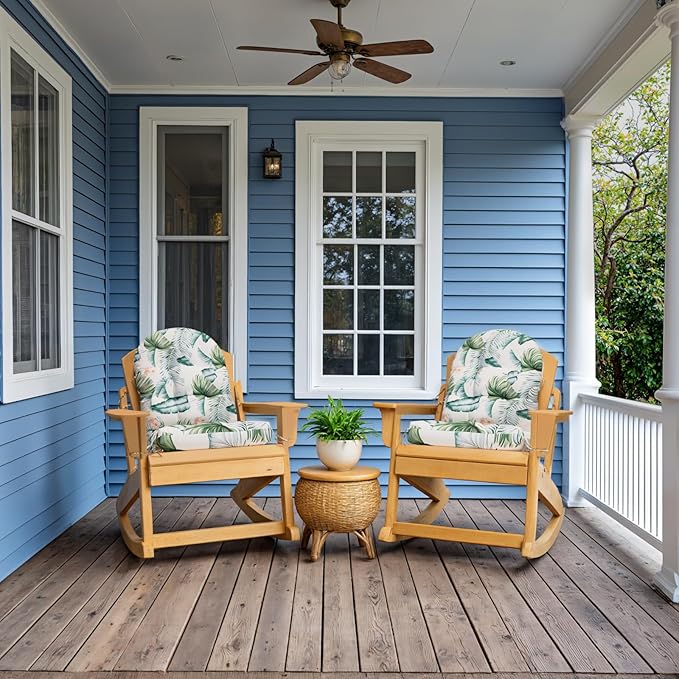 Adirondack Chair Cushion, Rocking Chair Cushions, High Back Patio Cushions, Thickened Weather Resistant Patio Cushion with 6 Ties, Non Slip Fade & Waterproof