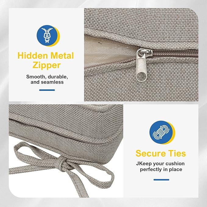 Outdoor Deep Seat Cushions Set of 2 for Patio Furniture, Waterproof & Fade Resistant Replacement Cushions with Removable Covers, 24 x 24 Inch, Beige