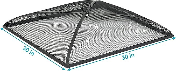 Sunnydaze Heavy-Duty Steel Mesh Fire Pit Spark Screen Cover - Outdoor Fire Pit Screen Cover - Square - Black - 30-Inch