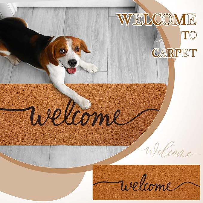 Long Doormat 48''x16'' Front Door Mat for Entrance Inside Outdoor Large Decorative Door Rug Welcome Mat for Outside Home Entry(Welcome,Yellow)