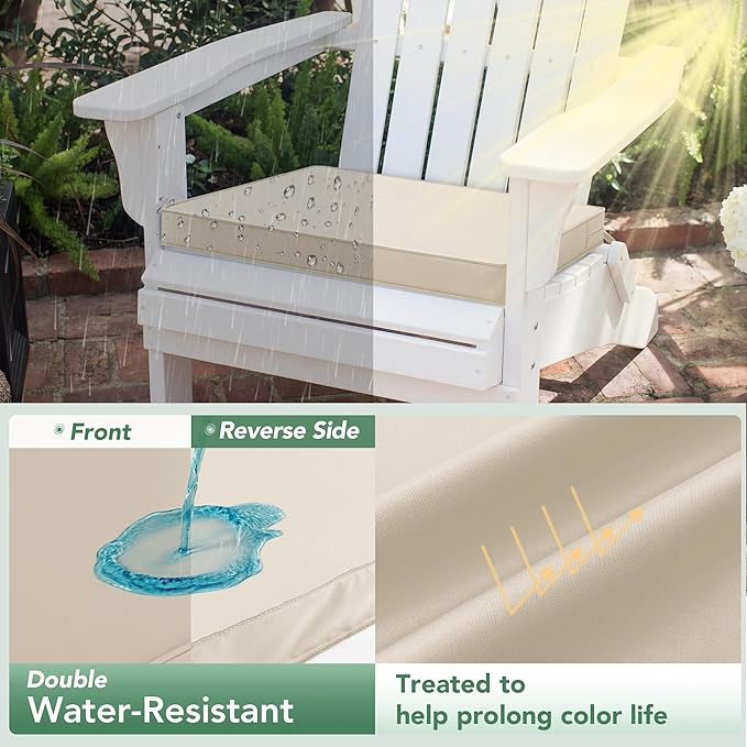 Outdoor Chair Cushions Set of 2: Waterproof & Color Fastness Seat Cushion for Patio Furniture - 22 x 22 x 3 Inch Chair Pads with Ties and Hidden Zipper - Patio Chair Cushion Replacement, Beige