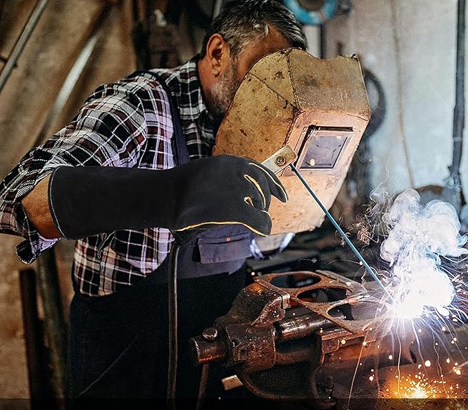 Heat Resistant Gloves for Grill BBQ,Long Sleeve Grill Gloves for Baking,Oven,Fireproof, Stove,Welder,Welding,Fireplace