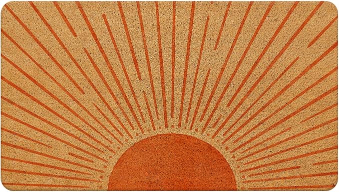 Nogrit Boho Coir Doormat for Outdoor Entrance, Boho Front Door Mats Welcome Door Mat Outdoor Indoor Sun Door Mats for Entryway, 17x30 (Orange Sun)