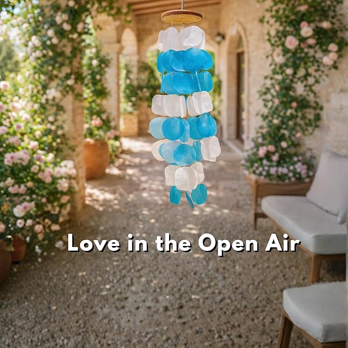 Solange & Frances Capiz Shell Wind Chimes for Outside - Elegant Wind Chimes for House Decor and Patio Decor, Unique Birthday Gifts for Women, Valentines Day Gifts, Sympathy Gift