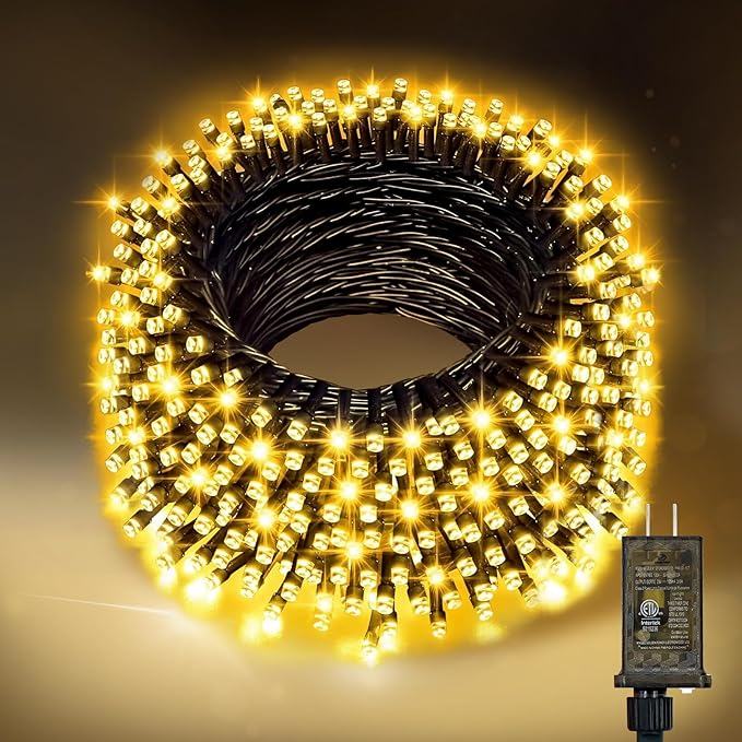 Nisocy 100FT LED String Lights Outdoor Waterproof – Warm White Fairy Lights with Plug, Connectable Christmas Tree Lights for Patio, Garden, Bedroom, Wedding, Party, Decor
