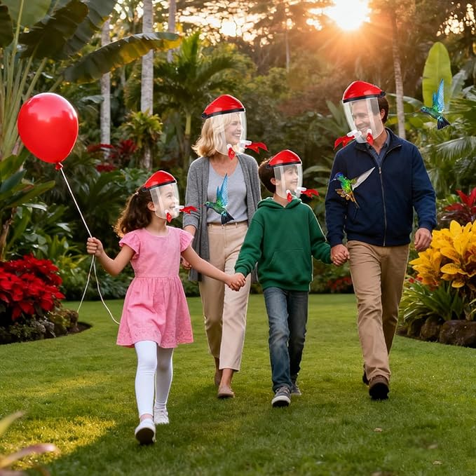 Hummingbird Feeder Hat, Outdoors Hummingbird Feeder Mask with 3 Feeding Ports (1PCS)