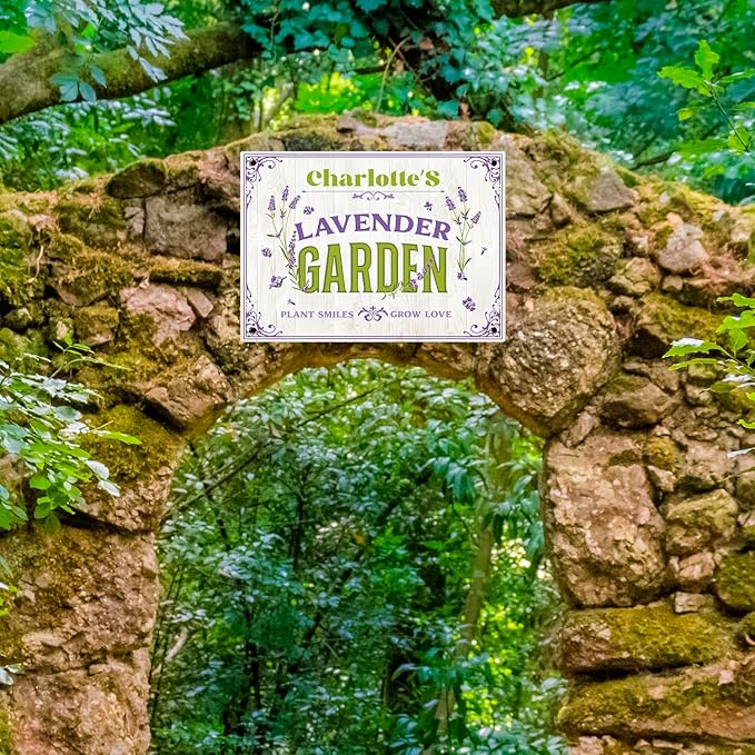 Custom Lavender Garden Sign, Personalized Name for Flower Garden, and Backyard Décor Sign, 10x14 Inches, Rust Free .040 Aluminum, Fade Resistant, Made in USA by Sigo Signs