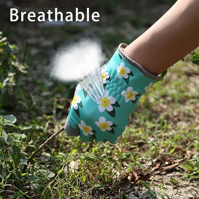 Baidast Garden Gloves, Breathable Leather Gardening Gloves Thorn Proof for Digging, Planting, Pruning
