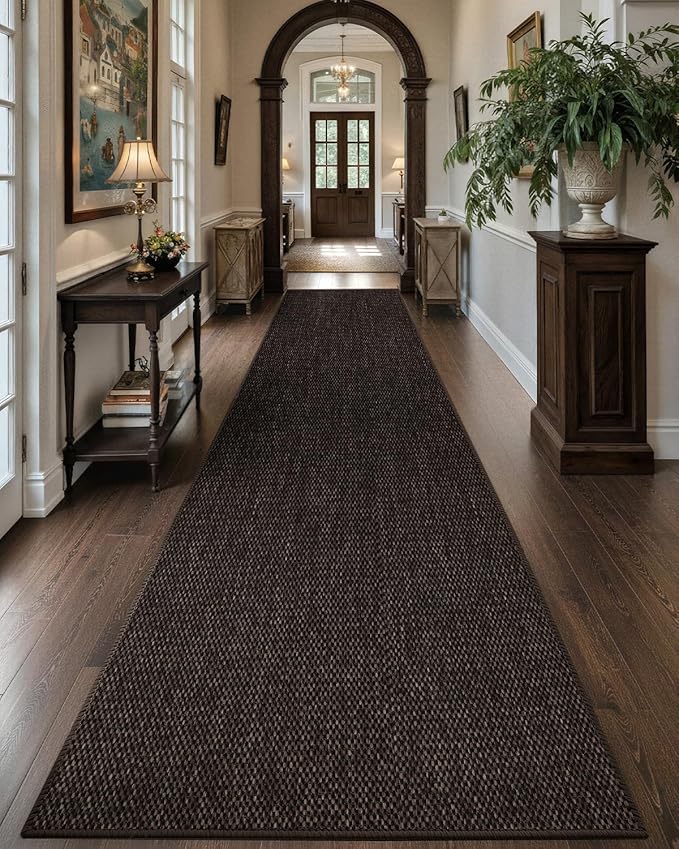 Color&Geometry Door Mat 2'2"x7'11" Runner Rug with Rubber Backing, Non Slip Washable Hallway Kitchen, Carpet Runners for Hallway Living Room Bedroom, Brown (Rolled-up NO Creases)
