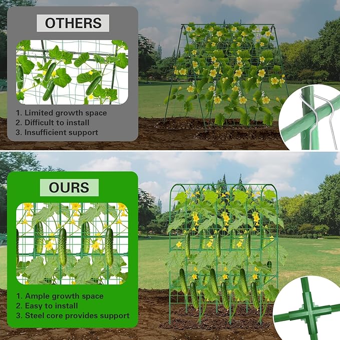 65" Tall Cucumber Trellis for Raised Bed, Garden Trellis for Climbing Plants Outdoor, U-Shape Metal Arch Vegetables Trellis Plant Support for Zucchini Squash Vines