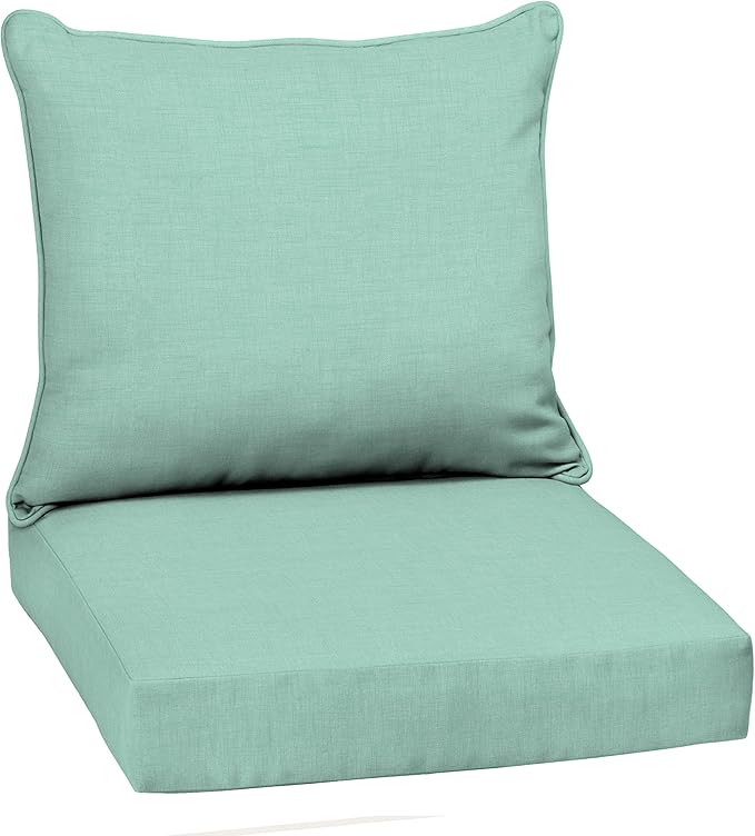Arden Outdoor Deep Seat Cushion Set, 22 in x 24 in, Weather-Proof, Rain-Proof, Fade Resistant Patio Cushion Aqua Leala