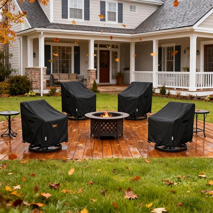Patio Chair Covers Waterproof Patio Furniture Covers,33W x 37D x 38 H Inches Outdoor Swivel Chair Cover 4 Pack -Black