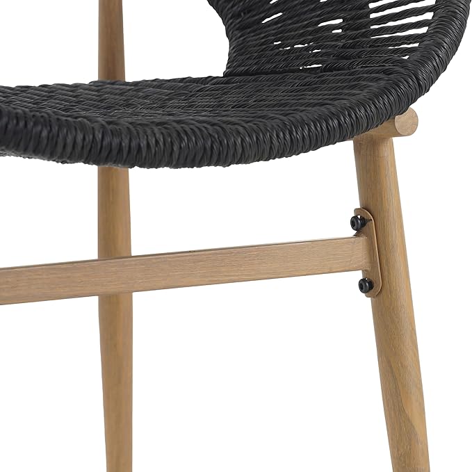 Christopher Knight Home Cyril Papasan Chair Set of 2, Patio Wicker Dining Chair, Patio Furniture Set, Comfy Reading Single Sofa with Cushion, Light Brown+Dark Gray