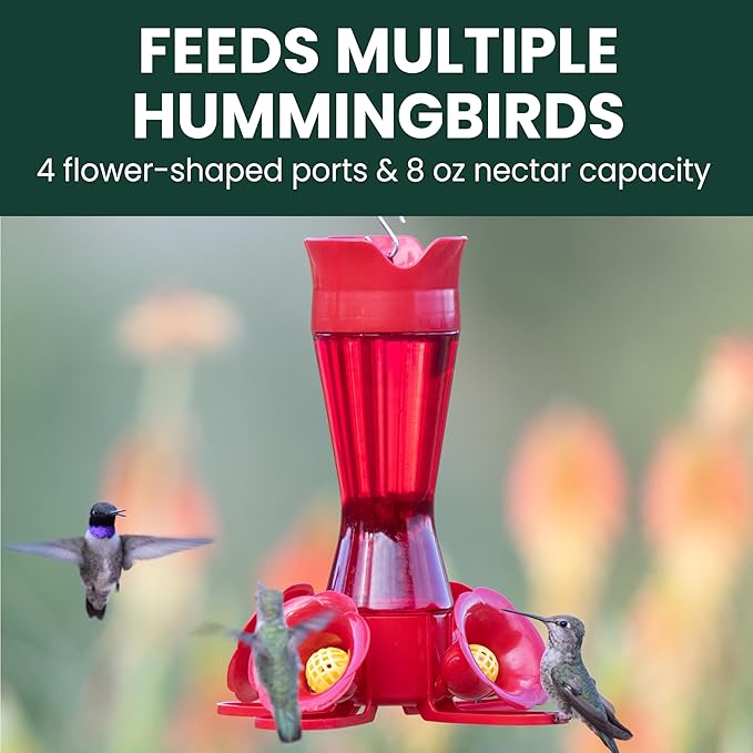 Perky-Pet Red Hummingbird Feeder - Pinch Waist Design for Easy Feeding - Humming bird Feeder for Outdoors - 403CP - 8 oz Capacity