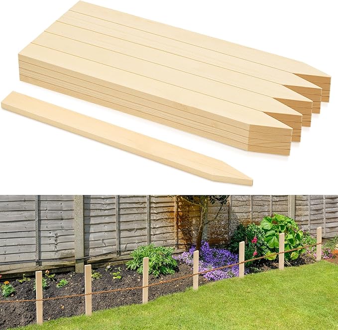20 Pieces Wooden Garden Stakes 18 Inch Grade and Survey Stakes Wooden Garden and Sign Posts for Plant Support Silt Fence Yard Farm Survey Boundaries Baselines