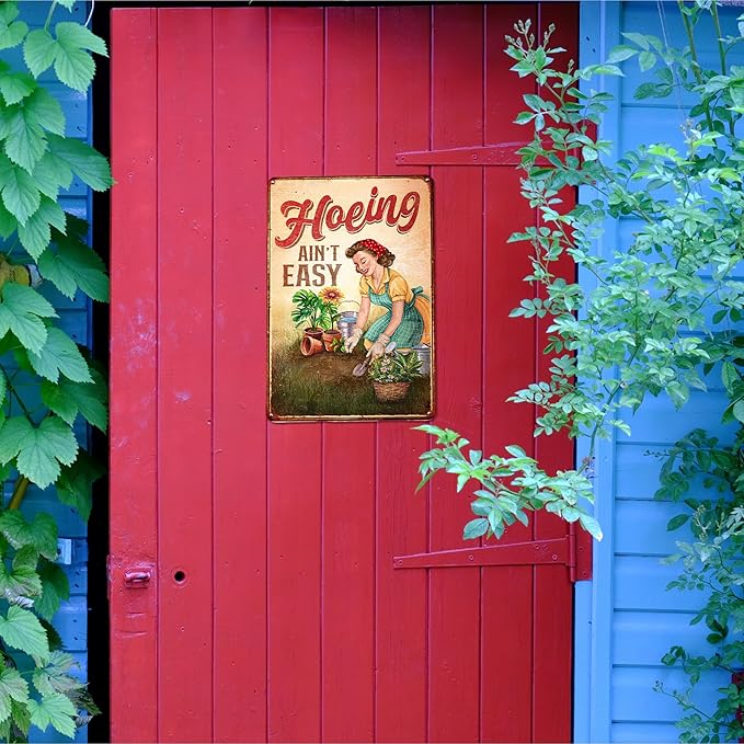 Gardening Gifts for Women, Plant Lovers, Gardeners - Plant Gifts - Garden Sign - Vintage Gardening Metal Signs for Outdoor - Home Outside Greenhouse Decor Garden Signs - 12''x8'' Metal Sign