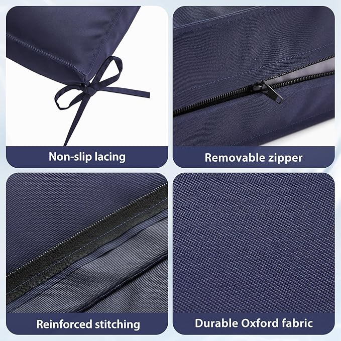Outdoor Wicker Patio Bench seat Cushions, Durable Anti-Slip Waterproof Garden Thick Bench Cushions for Outdoor Indoor Furniture Blue.