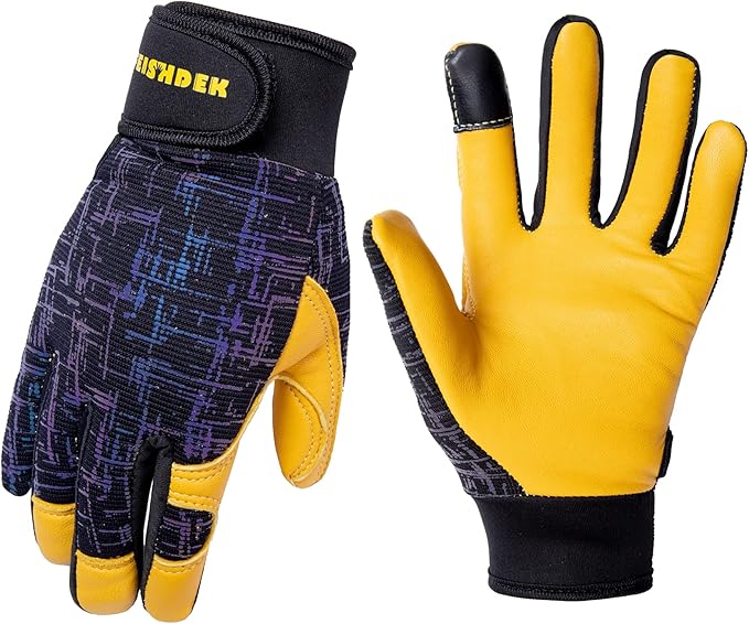 Kids Genuine Leather Work Gloves, Safety Gloves, Touch Screen, Reflective, Breathable Design, for Children Age 2-12