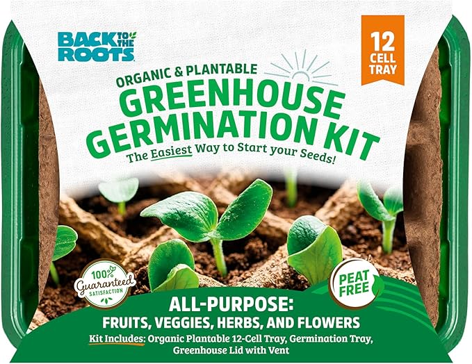 Back to The Roots 12-Cell Greenhouse Germination Kit | Seed Starting Tray with Pots & Vented Lid for Indoor Gardening