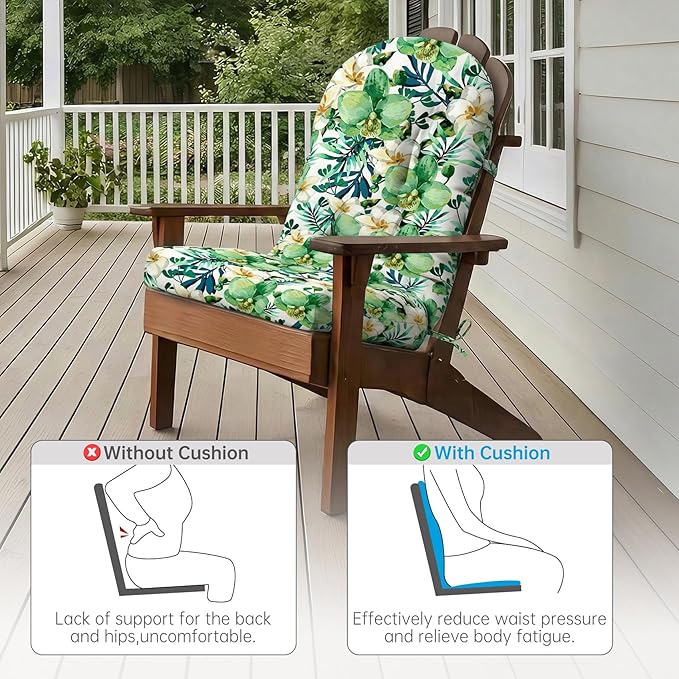 Custom Printing Rocking Chair Cushions Set - Non-Slip Adirondack Chair Cushions with Ties Indoor/Outdoor Rocking Chair Pad for Living Room, Bedroom, Balcony, Office