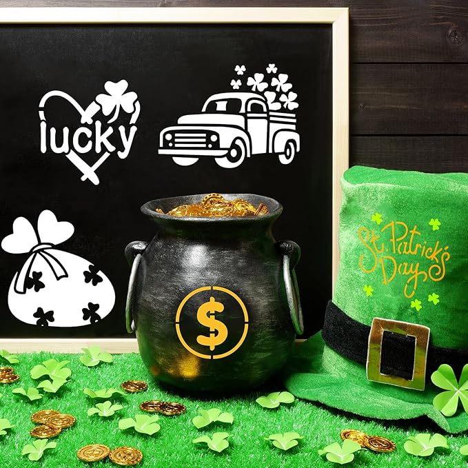 Fainne 100 Pcs 2 Inch Stencils Small Stencils for Painting on Wood Reusable Painting Templates Crafts for DIY Scrapbook, Wood, Wall, Fabric, Rock, Chalkboard, Sign(Bunny, Shamrocks, Heart)