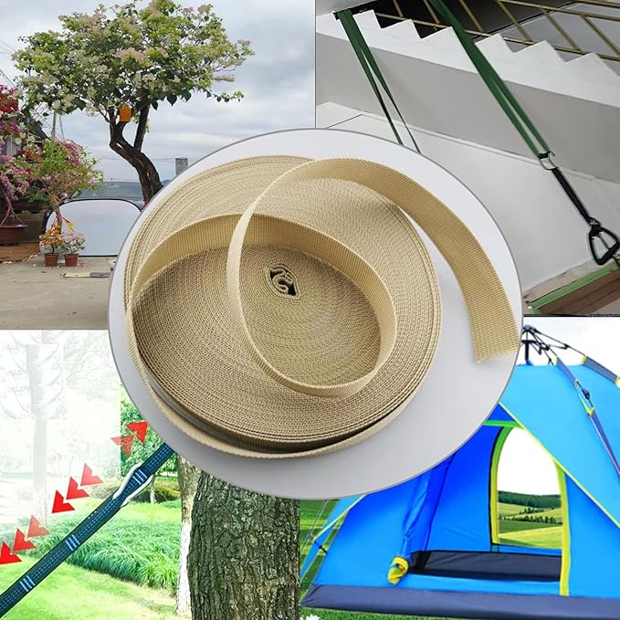 1 Roll 65.6 Feet Tree Tie for Plant Support Garden Strap 1 Inch Width Staking and Guying Material 1,800 Lbs Strength (Khaki)