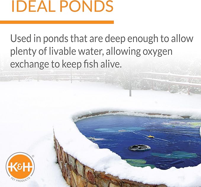 K&H Pet Products Pond Heater for Outdoor Ponds with Fish, Deluxe Thermo-Pond Perfect Climate Deicer, Winter Oxygen Exchange for Live Fish, Thermostatically Controlled, Safety Listed - 7in 750W