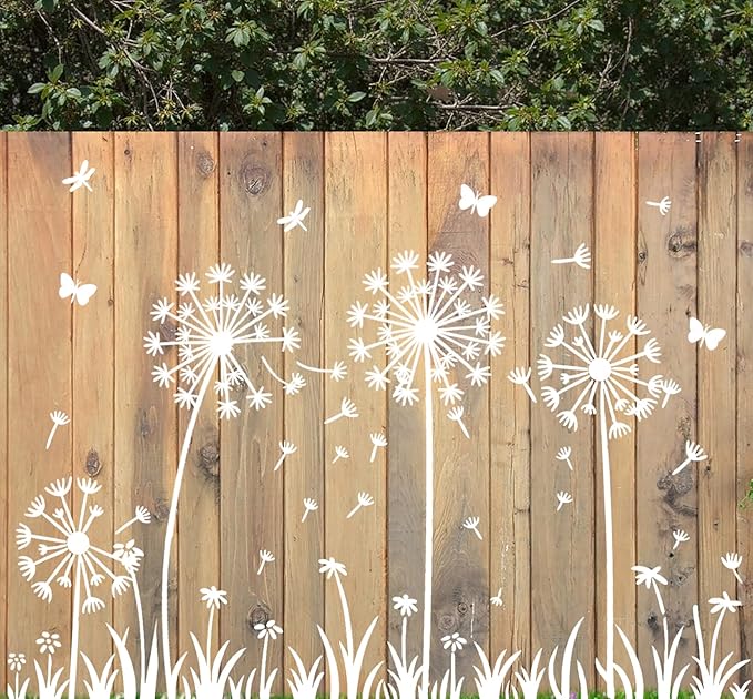 Large Dandelion Flower Stencils, 6Pcs 12x12Inch Dandelion Stencils for Art Crafts Painting Garden Fence Stencil Templates Painting on Wall Wood