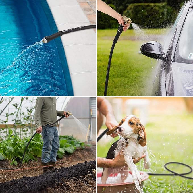 DEWENWILS Garden Hose 10 ft x 5/8", Water Hose with Swivel Handle, Heavy Duty, Lightweight, Flexible Hose for Plants, Car, Yard, 3/4 Inch Solid Fittings, Drinking Water Safe