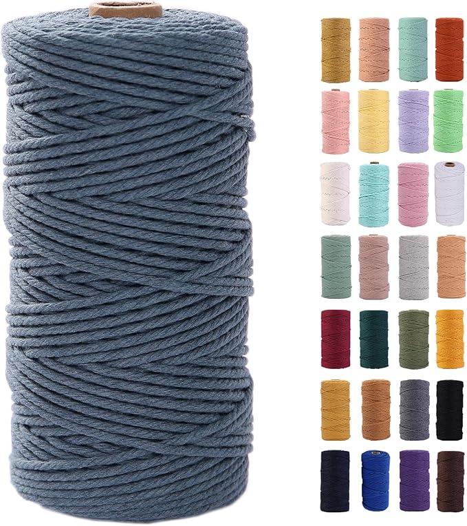 Teal Macrame Cord 3mm x 109Yards,Colored Cotton Rope Colorful Cotton Cord Soft Craft Cord Twine for Wall Hanging Plant Hangers Crafts Decorative Projects