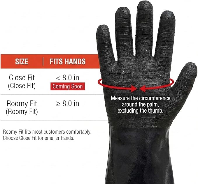 932°F Heat Resistant BBQ Gloves, 14-Inch Waterproof Neoprene Grill Gloves, Oil & Slip Resistant with Cotton Lining, for Oven, Smoker, Fire Pit, Rotisserie and BBQ Cooking