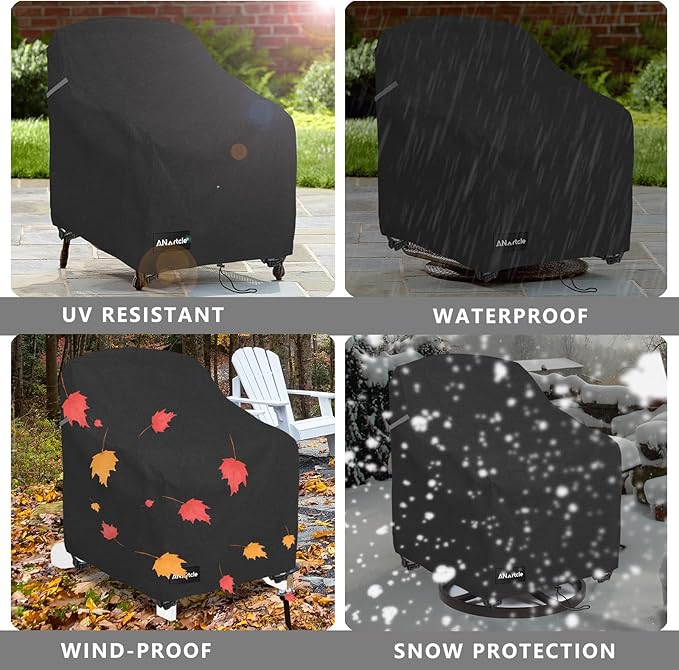 Outdoor Swivel Lounge Chair Cover 2 Pack,600D Waterproof Heavy Duty Outdoor Chair Covers(35 W x 37 D x 38.5 H inches),Patio Swivel Chair Covers for Outdoor Furniture,Black.